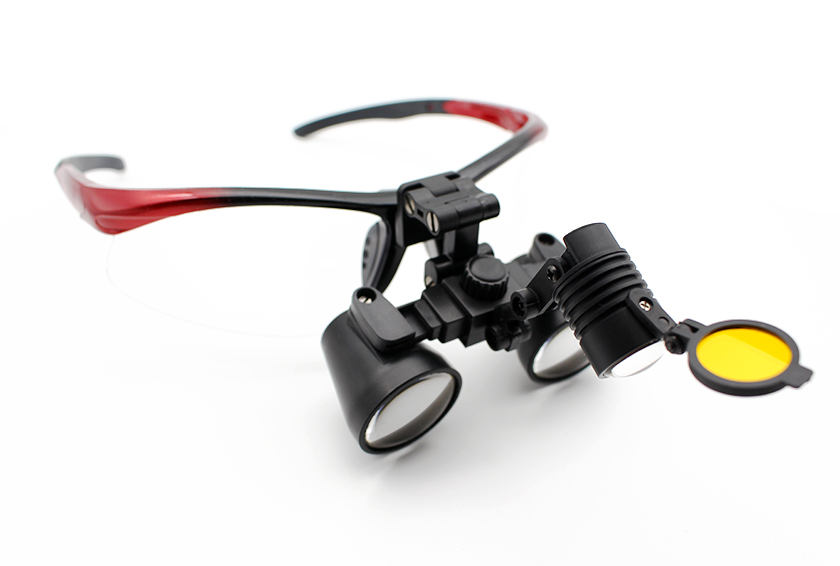 Dental Loupes With Headlight Combo Red